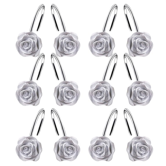 Resin Rose Shower Curtain Hooks - Decorative Rings with Functional Hardware for Bathroom Decor