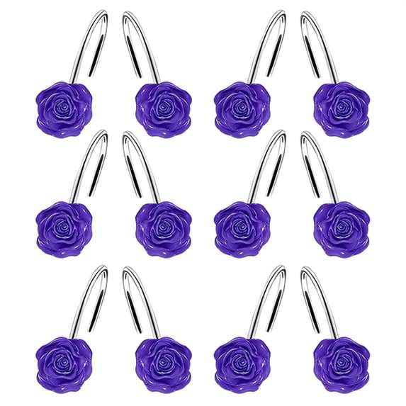 Resin Rose Shower Curtain Hooks - Decorative Rings with Functional Hardware for Bathroom Decor