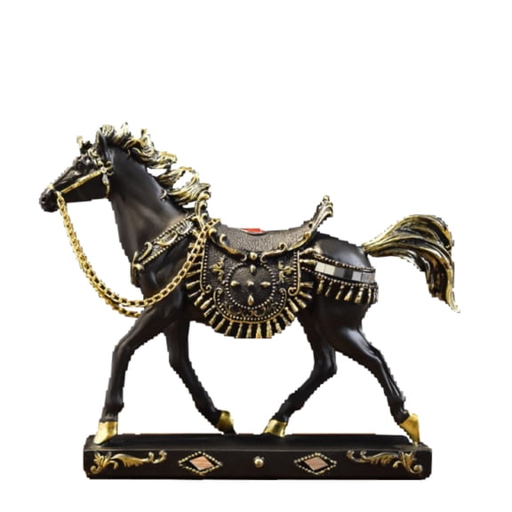 Resin Running Horse Sculpture Home Office Feng Shui Decor Wealth Luck Attraction Decorative Ornament Galloping Horse Figurine
