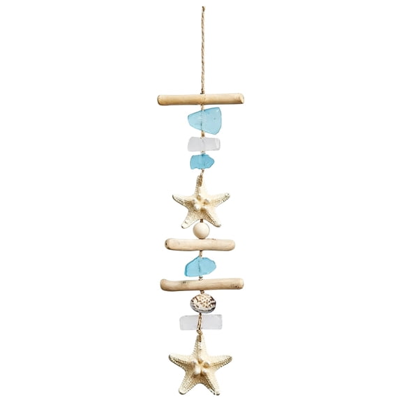 Resin Sea Glass Nautical Hanging Ornament for Window Wall Indoor Outdoor Home Decor in White