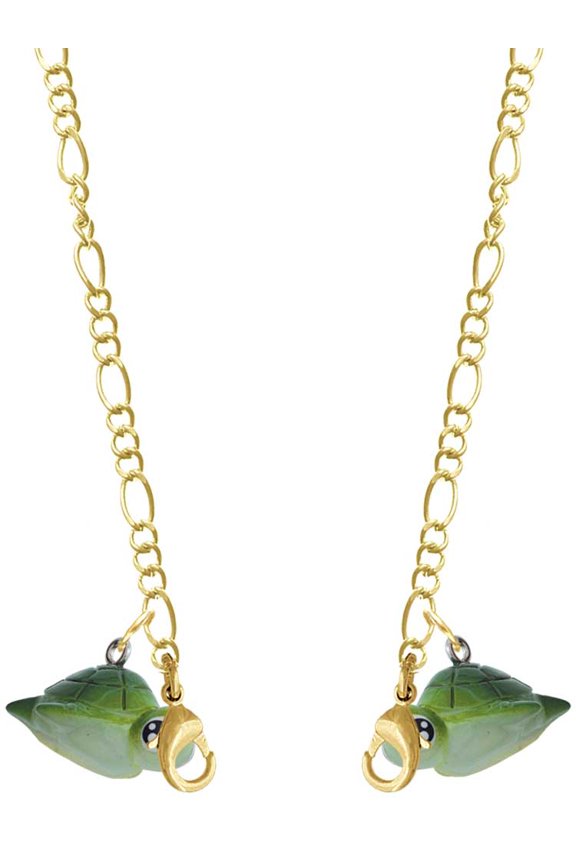 Resin Sea Turtle Goldtone Face Mask Necklace