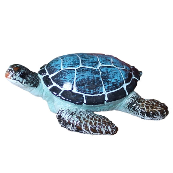 Resin Sea Turtle Miniature Figurine for Garden Decor, Aquarium Ornament and Lawn Statues, Vibrant Blue Coastal Landscape Decoration