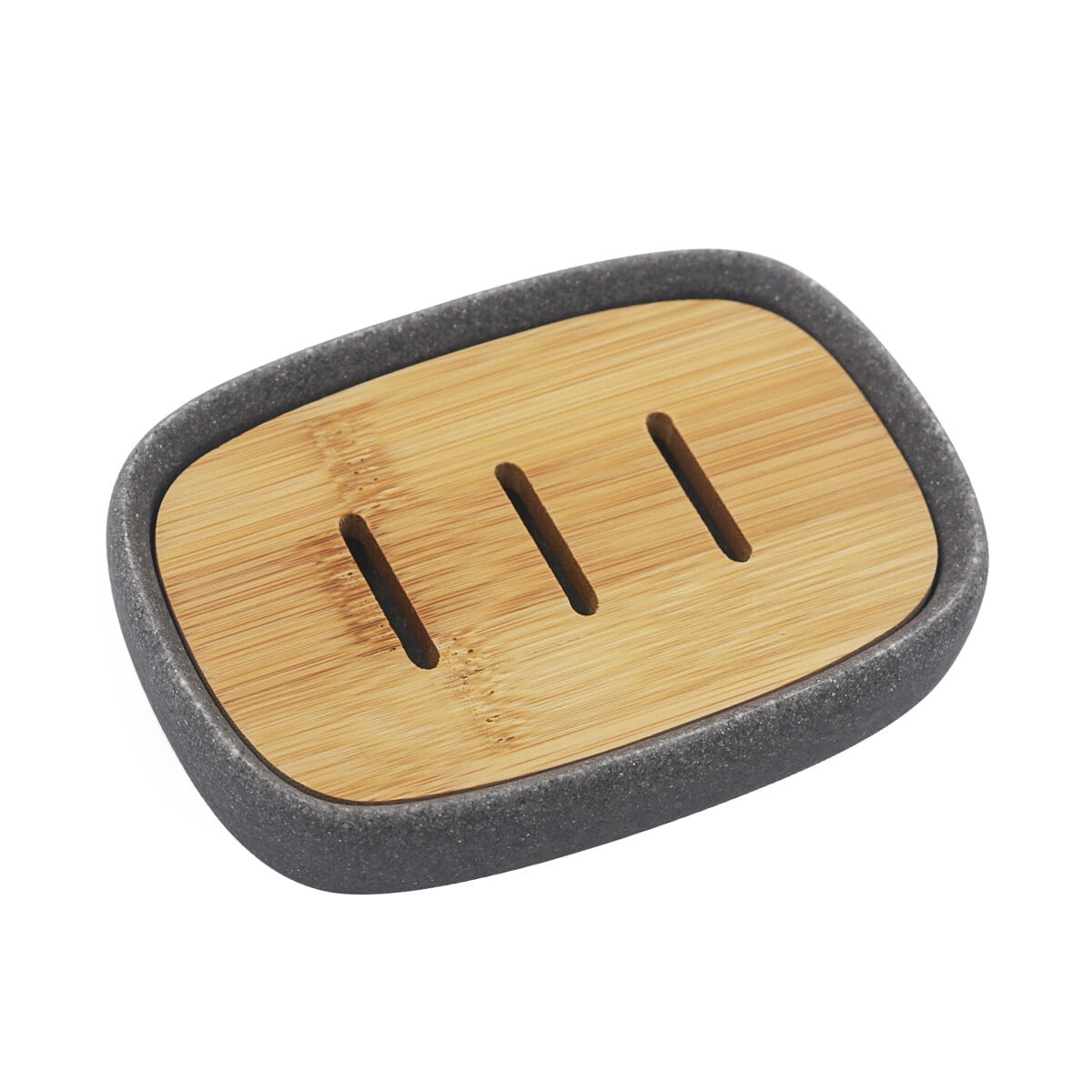 Resin Shower Soap Holder Bamboo Soap Dish with Draining Tray, Soap Case Holder Tray for