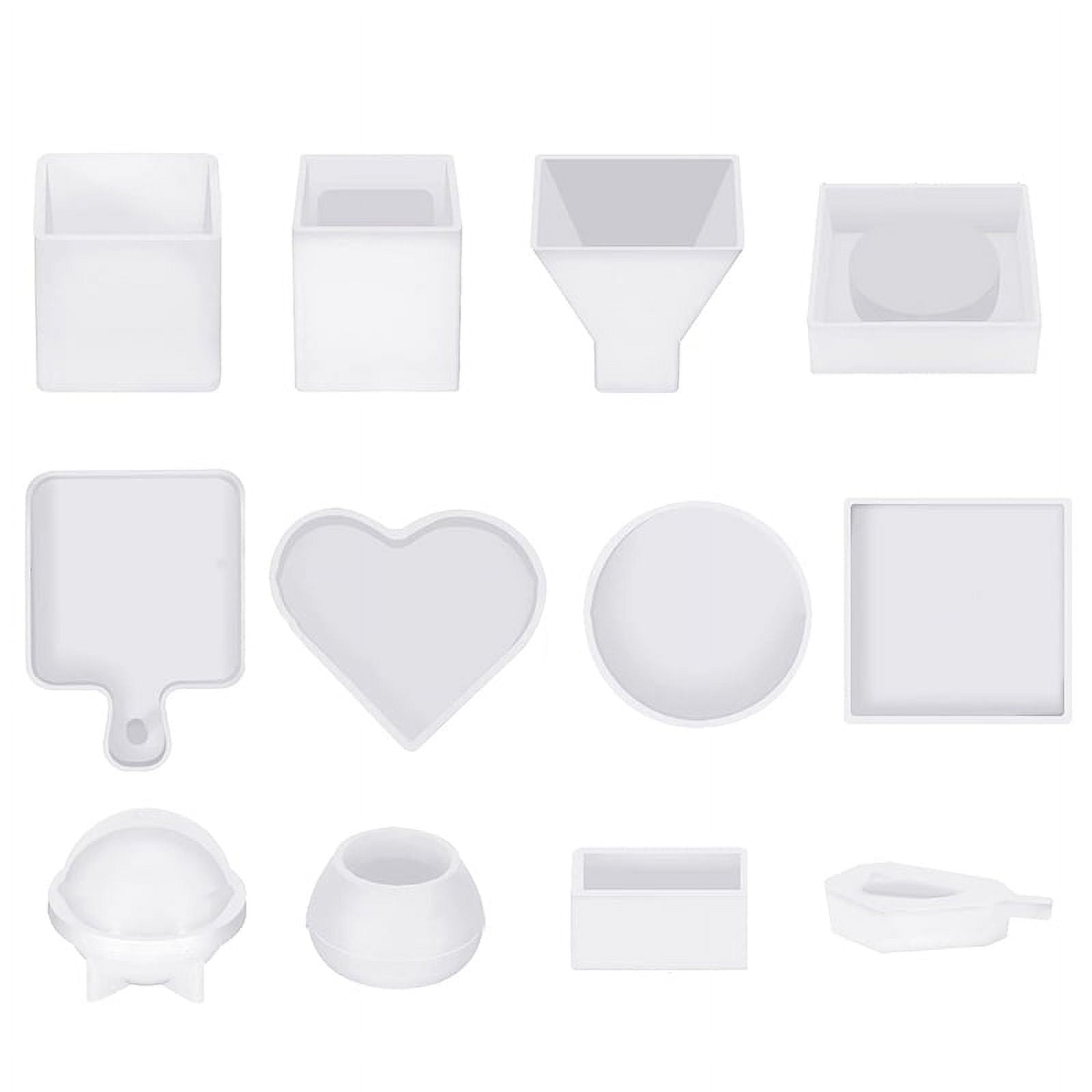 ckepdyeh Resin Molds Silicone Kit 12PCS, Epoxy Resin Molds, Resin Mold Including Pen Container, Tray, Love, Round resin molds
