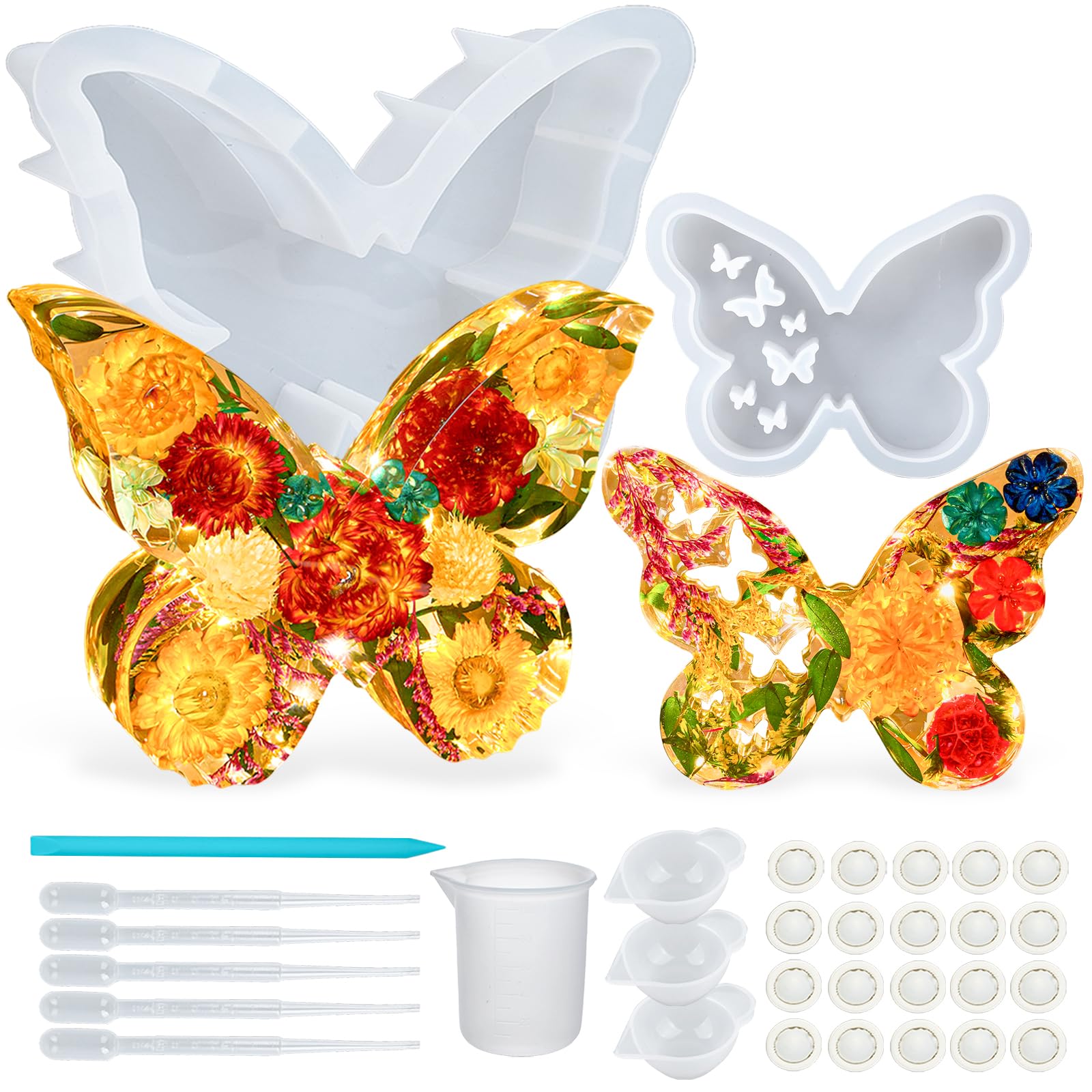 Resin Silicone Mold 8 inch & 5 inch Butterfly Epoxy Resin Molds Kit ...