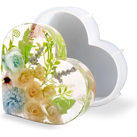 Resin Silicone Molds Large, Heart Silicone, Large for Epoxy Resin, Deep Casting Flowers Preservation, Bookends DIY Art Making Home Decor -