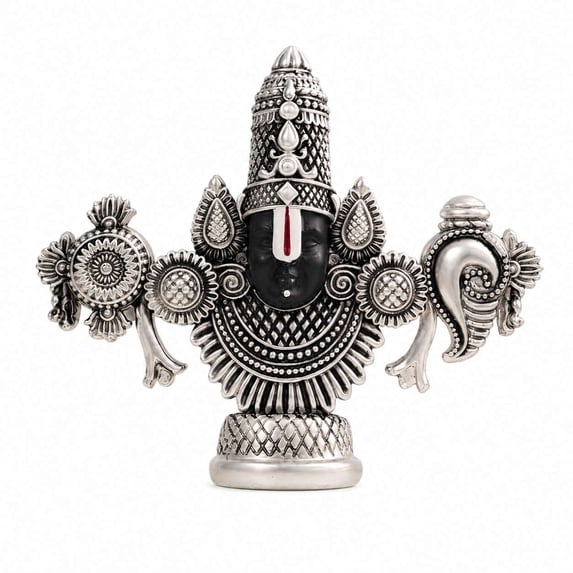 Resin Silver Finish Decorative Face Idol Figurine for Home & Office Table Accent | Elegant Handcrafted Style Showpiece