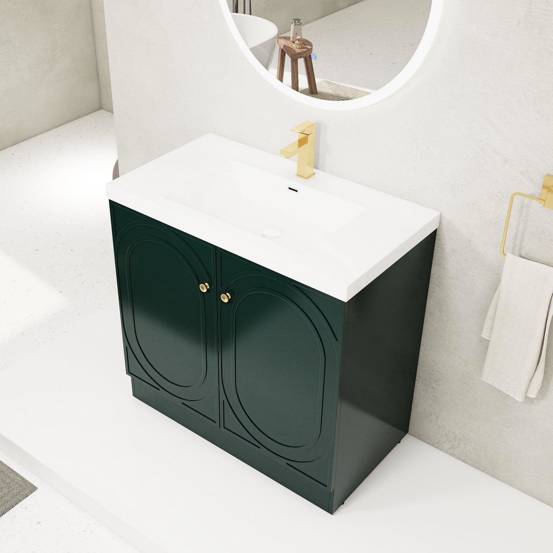 Resin Sink Plywood Vanity - Bathroom Function+Environment-Friendly ...