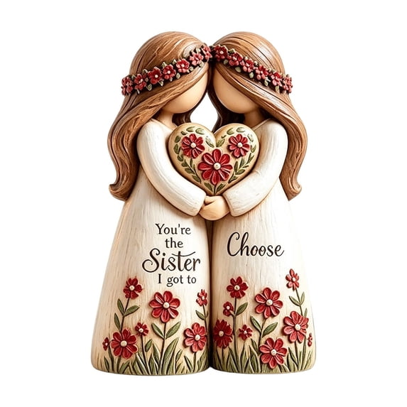 Resin Sisters Figurine Statue 3.93x1.57in Creative Art Sculpture for Desktop Display Keepsake Home Decoration