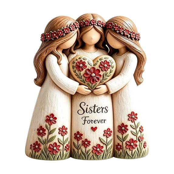 Resin Sisters Figurine Statue 3.93x1.57in Creative Art Sculpture for Desktop Display Keepsake Home Decoration