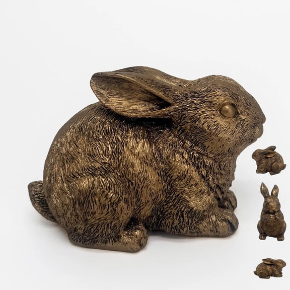 Resin Sitting Bunny Tabletop Easter Decoration, Rabbit Brown Rabbit,Garden Home Office Desk Decor Collection Animal Figurine