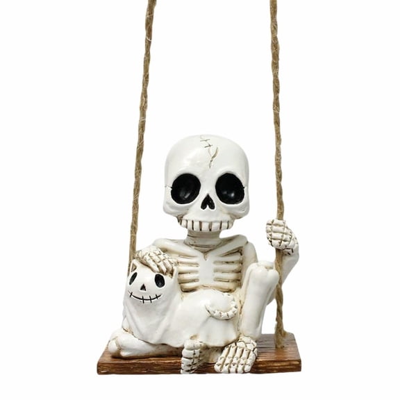 Resin Skeleton Cat Swing Hanging Gift Decorations for Halloween Party and Horror Display
