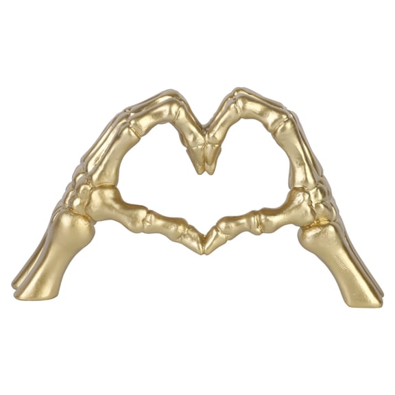 Resin Skeleton Hand Heart Ornament-gothic Halloween Desktop Decoration, Carved Skeleton Hands with Hollow Heart, Durable, Easy-clean, Three Finishes, Tabletop, Tiered Tray, Mantel,Gold