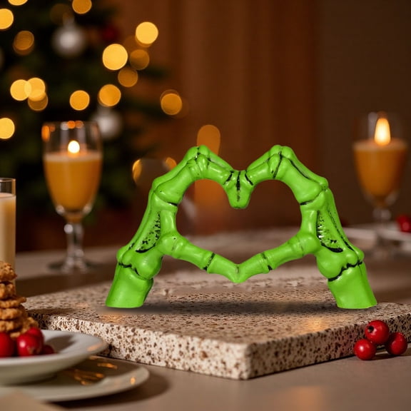 Resin Skeleton Heart Hands Halloween Decor Green 4.72 Inch 1 Count
