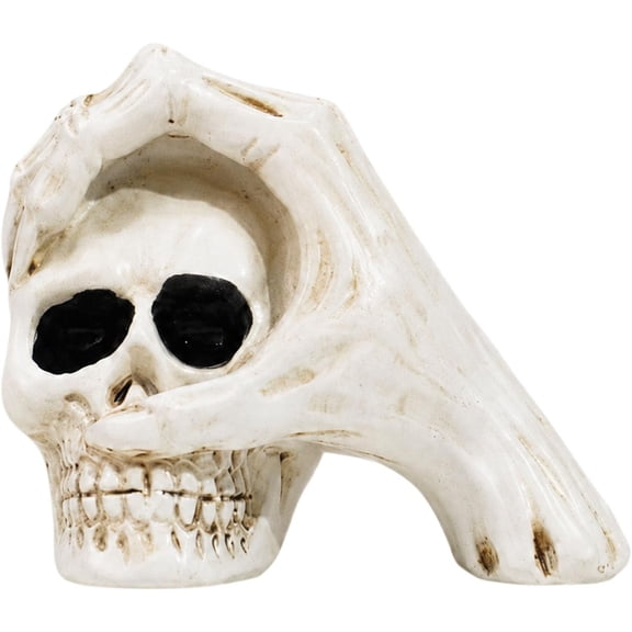 Resin Skeletons Head Statues Multi-Purpose for Home Entryway Desk Bookshelf, Halloween Skull Hand Ornament, BD