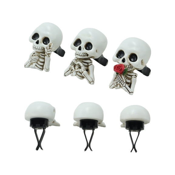 Resin Skull Car Diffuser Set, 3-Pack, With Three Skull Ornaments And Absorbent Pads