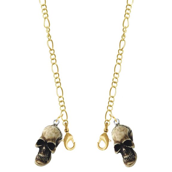 Resin Skull Goldtone Face Mask Necklace