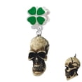 thumbnail image 1 of Resin Skull - Green Four Leaf Clover Charm Bead, 1 of 1