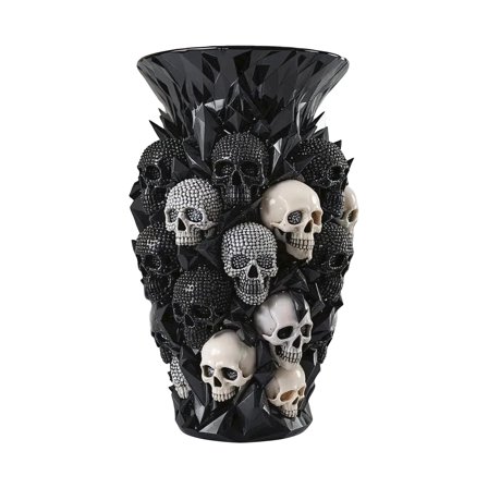 Resin Skull Vase with 3D Embossed Skull Design Gothic Style Decorative Centerpiece for Home Office Decor Display