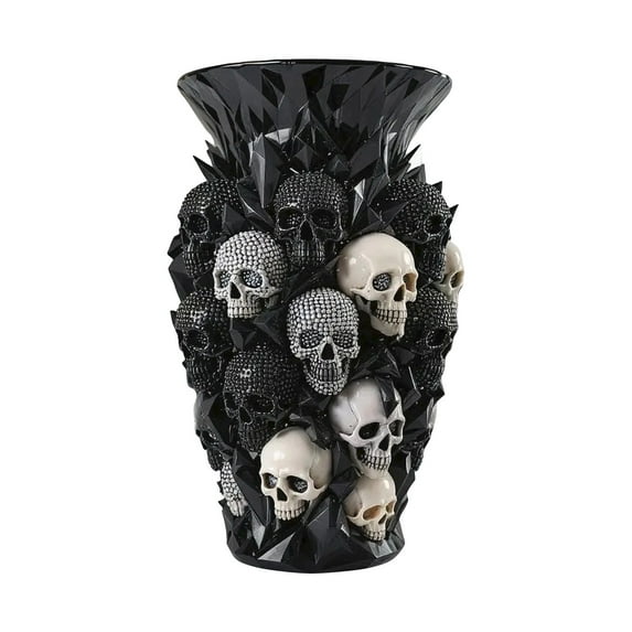 Resin Skull Vase with 3D Embossed Skull Design Gothic Style Decorative Centerpiece for Home Office Decor Display