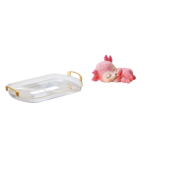Resin Sleeping Deer Statues Storage Tray Rectangle Serving Tray PP Material for Living Room Bedroom Anniversary Gift