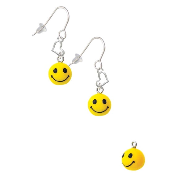 Resin Small 3-D Happy Face Heart French Earrings