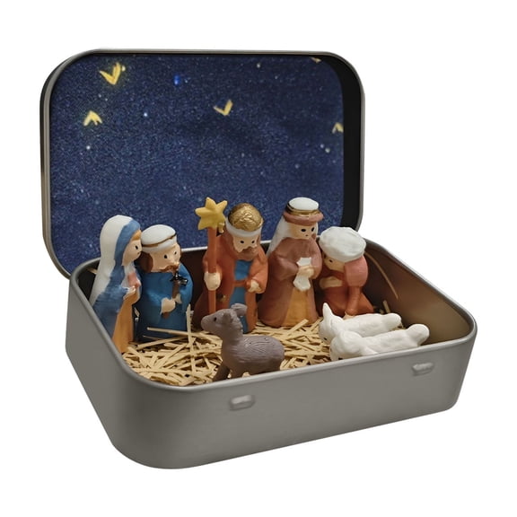 Resin Small Nativity Scene Figurines Printed Scene Ornament for Long Service Christmas Decoration in Various Setting