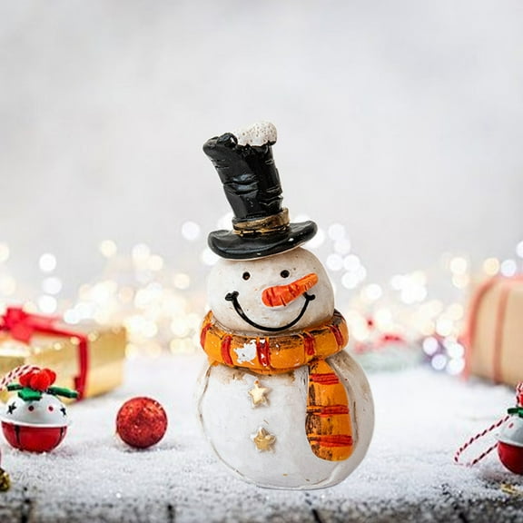 Resin Snowman Ornament Snowman Decorations Christmas Snowman Small Snowman Figurine Collectible Statues Winter Xmas Sculpture Retro Snowmen Figurines Cake Decor Jacket Snowman Hat