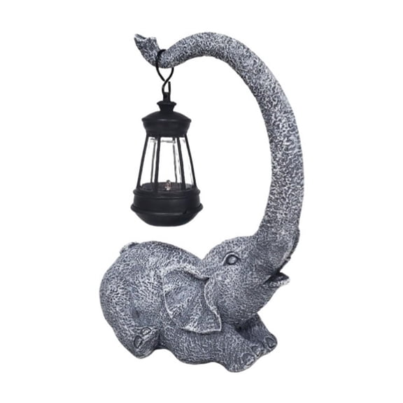 Resin Solar Light Reclining Baby Elephant Garden Patio Balcony Decor Night Light Outdoor Statue Home Gift Dark Gray