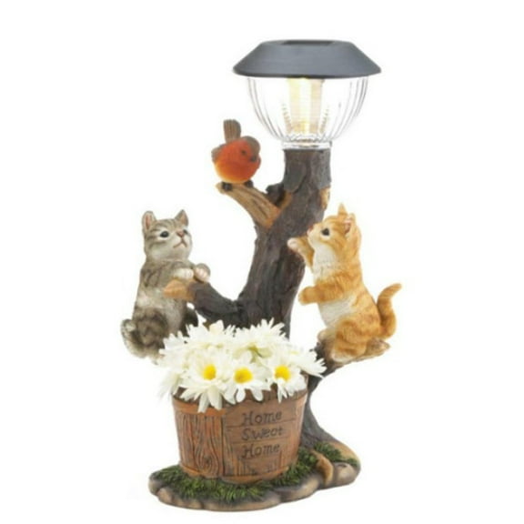 Resin Solar Outdoor Light Solar Animal Statue Kitten Garden Decoration