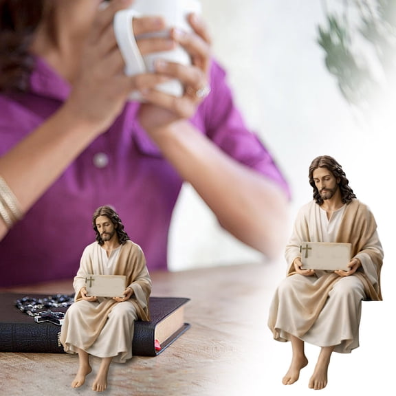 Resin Spiritual Tabletop Figurine, Inspirational Home Decor for Mantel or Desk – Durable Religious Keepsake, Meaningful Gift for Baptism, Memorial, Housewarming, Quiet Reflection