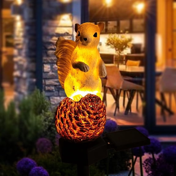 Resin Squirrel Solar Light - Cute Waterproof Animal Figurine for Balcony, Yard, Lawn, Pathway, Perfect Birthday Gift for Mom