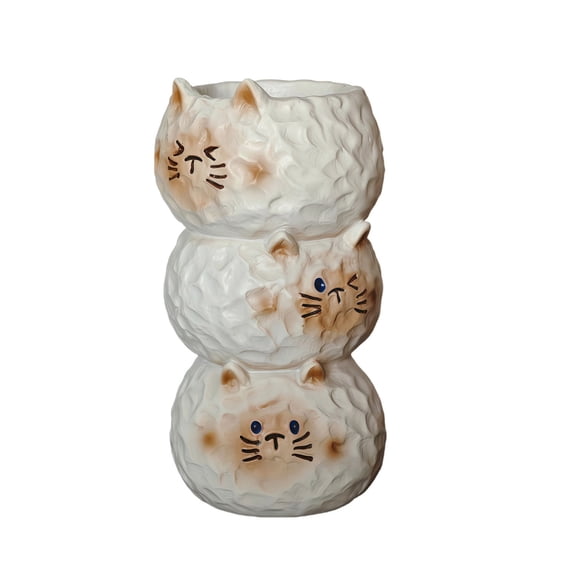 Resin Stacked Cat Vase Siamese Cat Decor 6.5 Inches Tall Planter For Dried Flowers Pampas Grass Tabletop Decor For Coffee Table Desk Shelf Home Office Gift 1Pc 1.32 Lbs