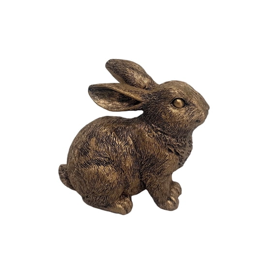 Resin Standing Bunny Tabletop Easter Decoration, Vintage Rabbit Collectible Animal Figurine for Home Office Shelf Desk Decoration, Bronze, 4.75", 2026 Easter Gifts (C)