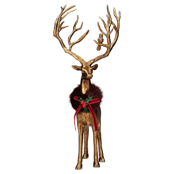 Resin Standing Deer Christmas Decoration, Gold,9.8", by Gezoiane