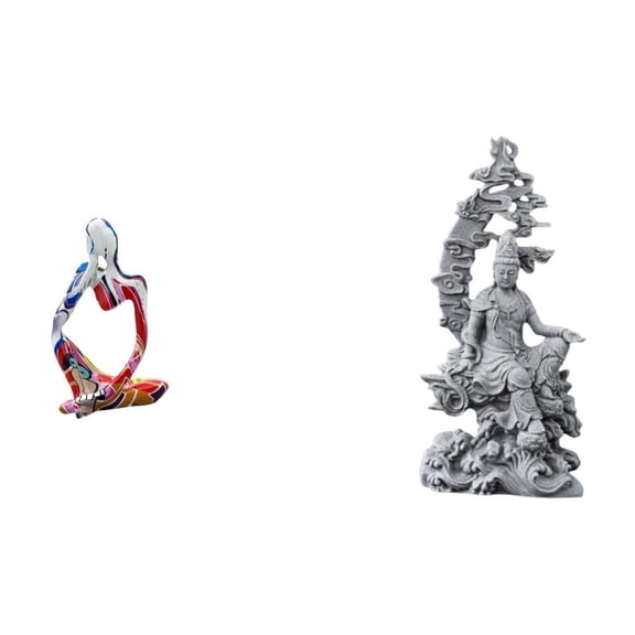 Resin Statue Abstract Sculpture Guan Yin Ornament Smooth Polyresin Material for Home Office Decor Display