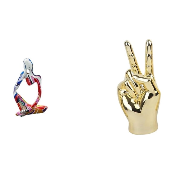 Resin Statue Abstract Sculpture Hand Gesture Ornament Polyresin Material for Creative Home Office Living Room Decoration