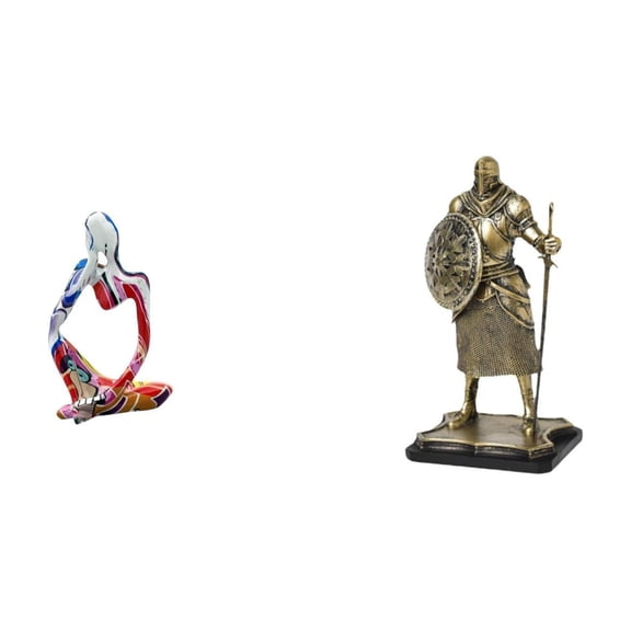 Resin Statue Abstract Sculpture Knight Figurine Durable Polyresin Material for Living Room Bedroom Office Decor