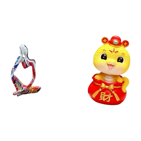 Resin Statue Abstract Sculpture Snake Figurine Durable Polyresin Material for Home Office Decor