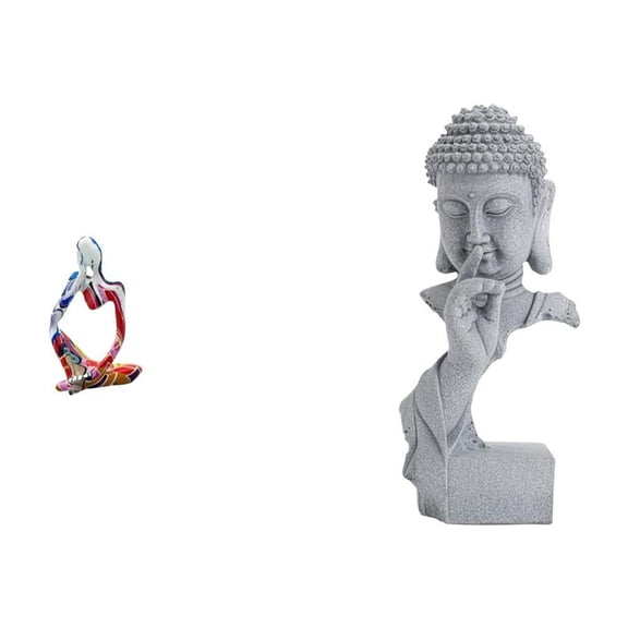 Resin Statue Buddha Figurine Ornament Handmade Polyresin Material for Home Office Meditation Decor