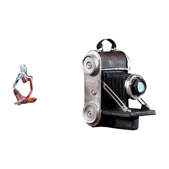 Resin Statue Camera Figurine Ornament Retro Polyresin Material Home Office Bedroom Shelf Display
