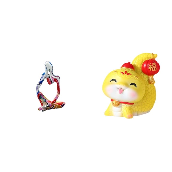 Resin Statue Cartoon Snake Sculpture Abstract Ornament Creative Polyresin Material for Office Home Shelf Decor Gift