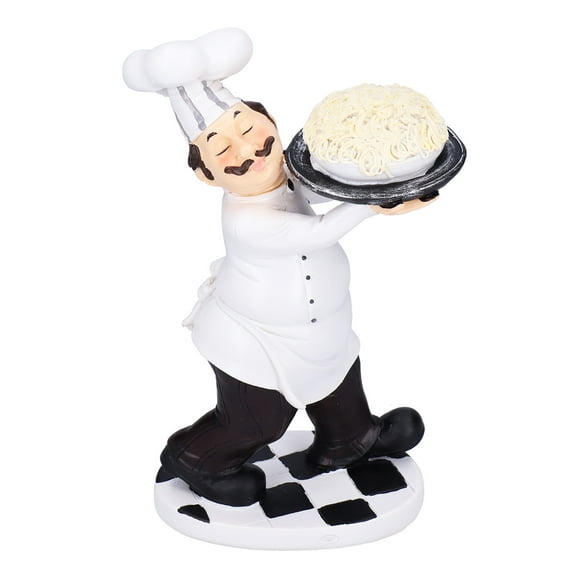 Resin Statue Chef Figurine Kitchen Collectible Handicraft Mini Desktop Ornament for Home Decor, Home Restaurant Cake Shop (29x18x13cm/11.42x7.09x5.12in)