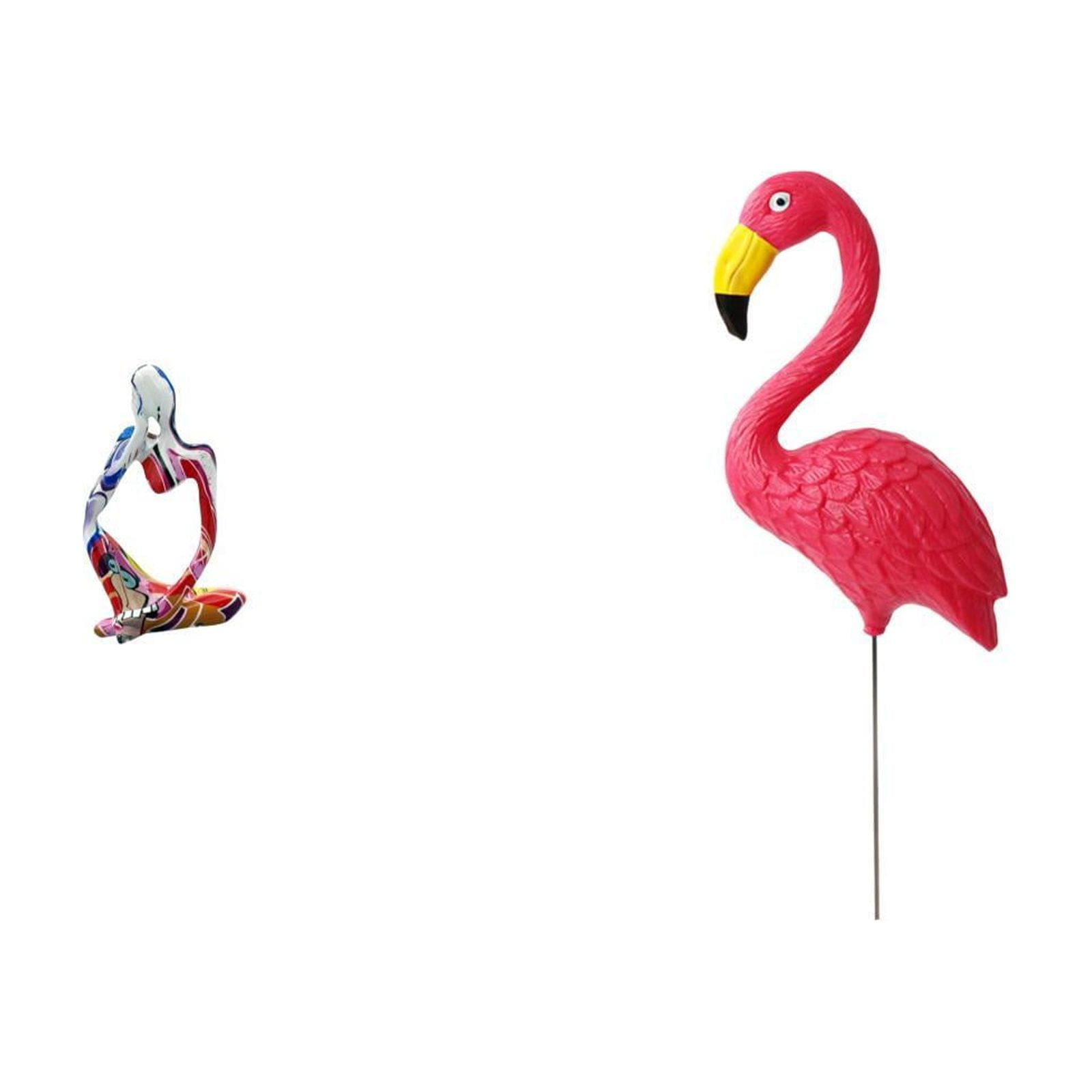 Resin Statue Flamingo Figurine Garden Stake Abstract Polyresin Art for Home Office Yard Decor