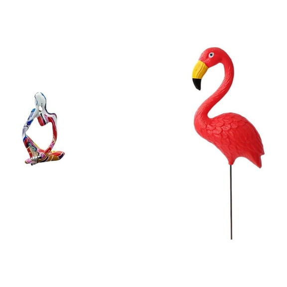 Resin Statue Flamingo Stake Ornament HDPE Material for Home Garden Office Decor and Spring Holiday