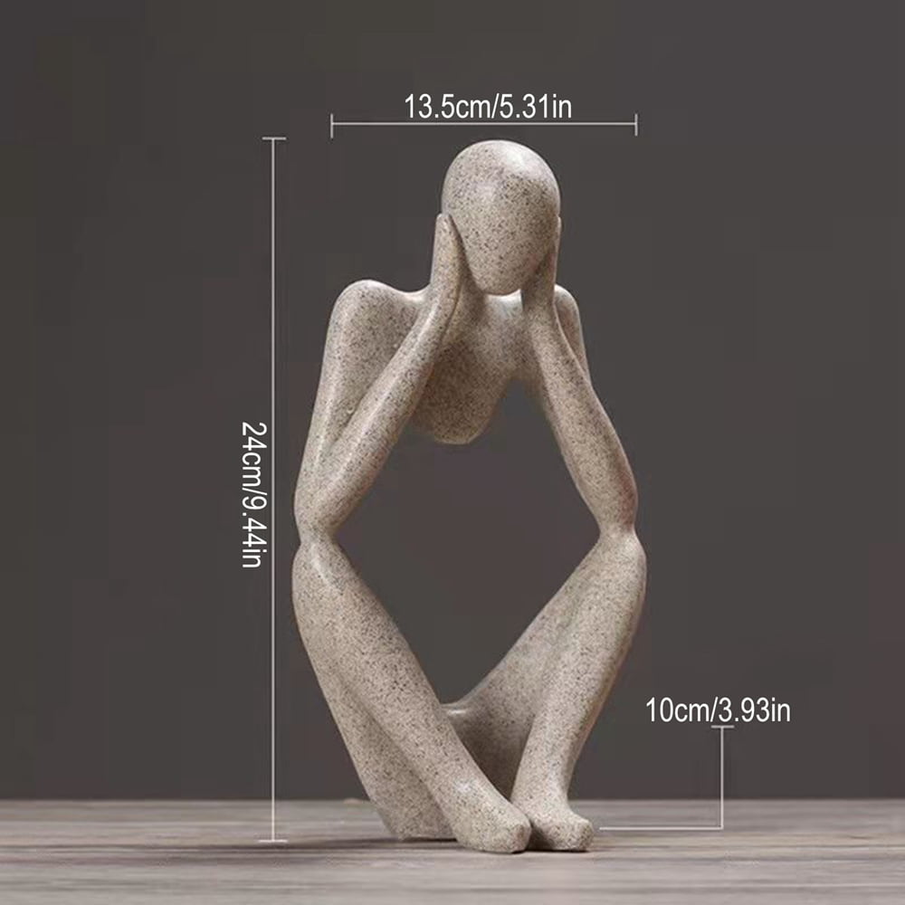 Sandstone Resin Thinker Style Abstract Sculpture Statue Collectible Figurines (Small Sandstone,Left)