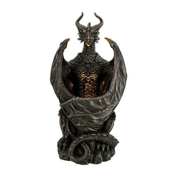 Resin Statues Guardian Of The Light Armored Dragon Led Night Light Statue 10 Inch 5 X 9.5 X 4.25 Inches Bronze