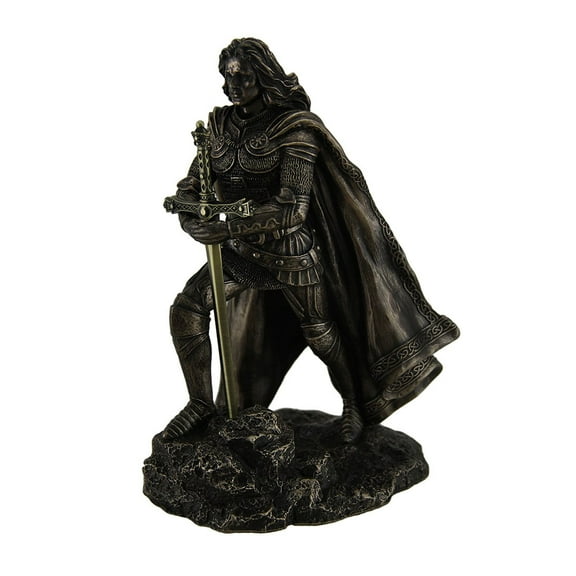 Resin Statues King Arthur Standing Pulling The Sword In The Stone Bronze Finish Statue 5.25 X 8 X 5 Inches Bronze