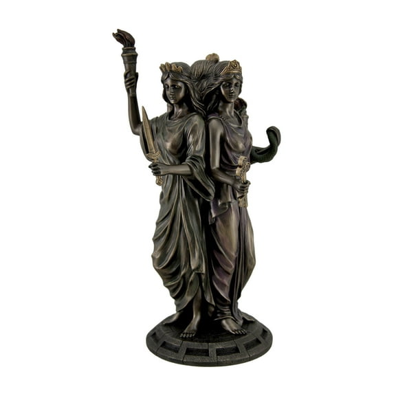 Resin Statues Large Bronze Finish Greek Goddess Hecate Triple Goddess Statue Figurine 7 X 11.75 X 7 Inches Bronze