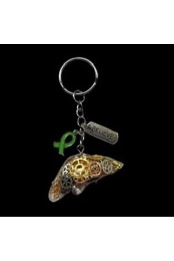 Resin Steampunk Gears Embellished Liver Shape Keychain Gift for Transplant Survivors